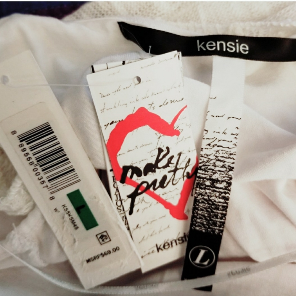 NWT Kensie Off White Double Layer Tank Size Large - Picture 11 of 12